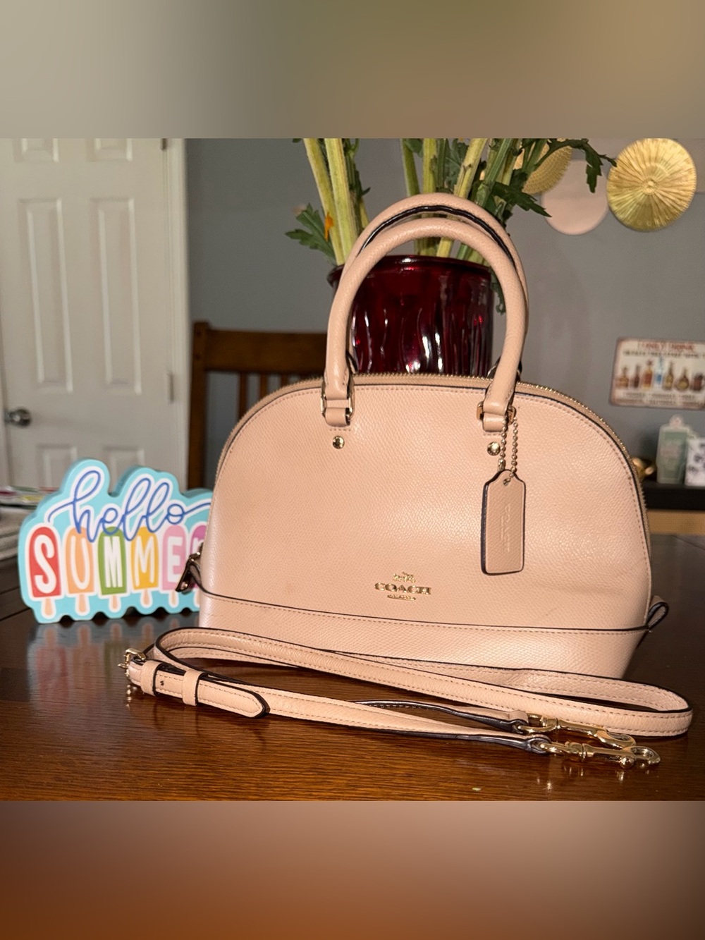 Coach Blush Pebbled Leather Dome Satchel